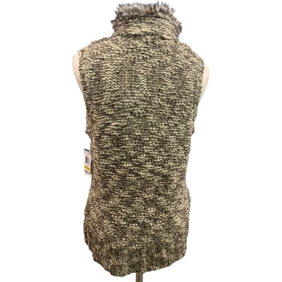 Medium Petite Charter Club Women's Full Zip Sweater Vest Tan Gold Metallic - Picture 6 of 7